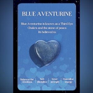 Natural heart shaped healing worry‎ gemstone Blue Aventurine balance meditation